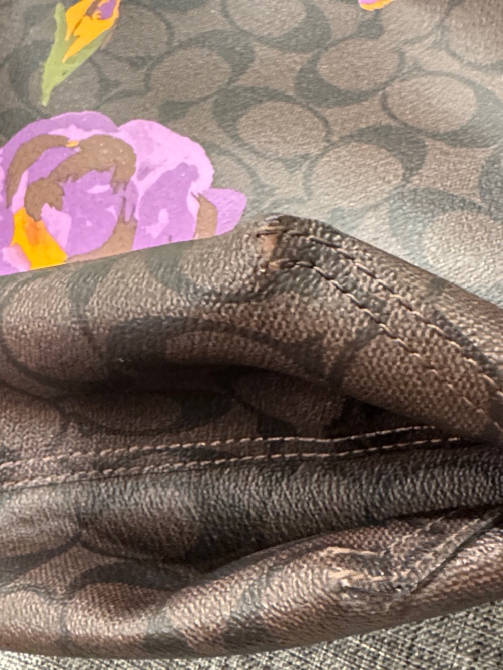 Coach Bag City Tote in Signature Brown with Floral Print - Picture 15 of 17